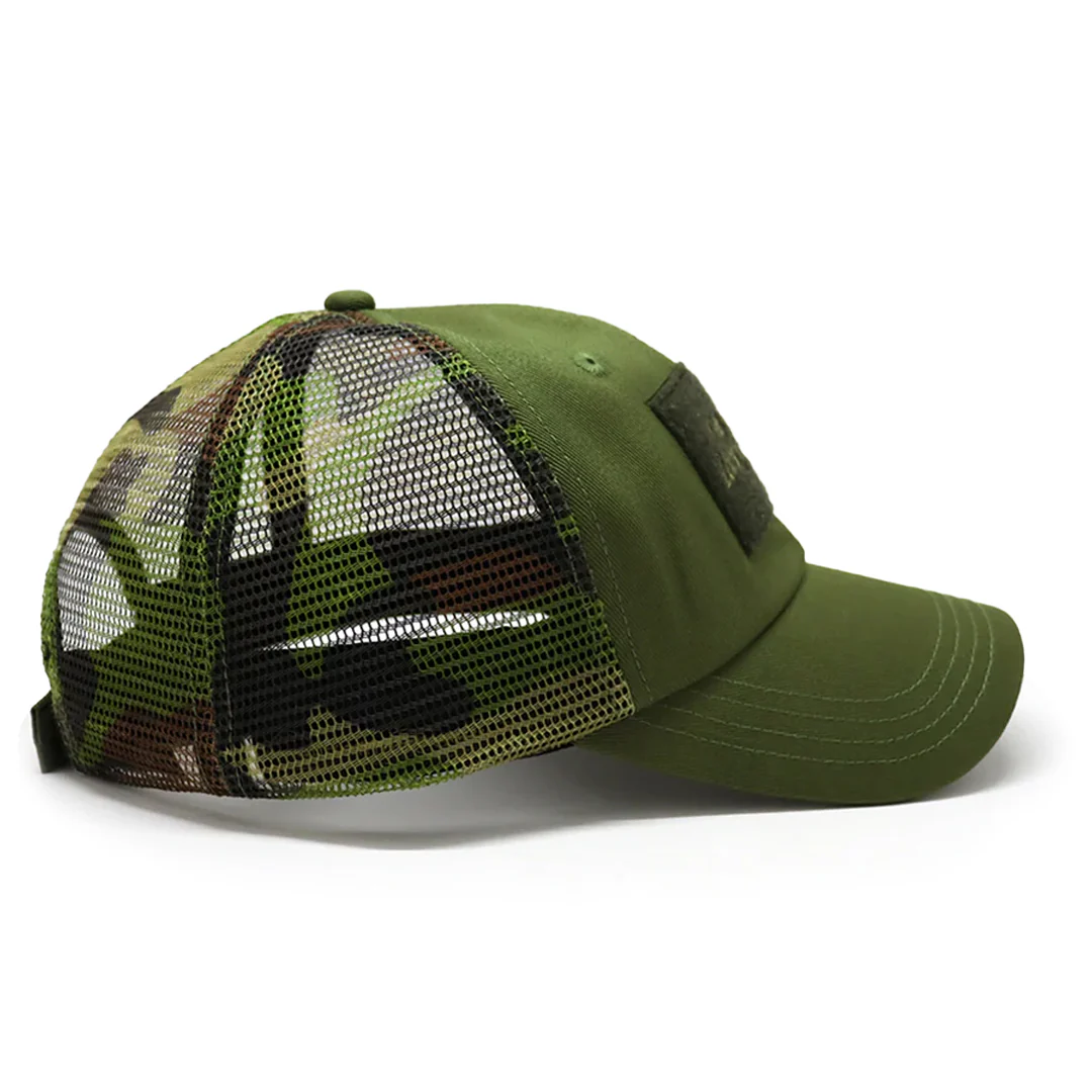 Future Looks Bright Army Green Camo Trucker Patch Snapback Hat - Image 7
