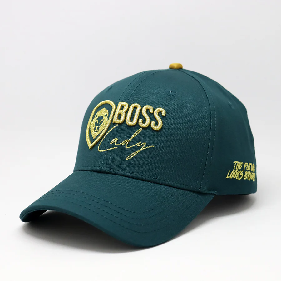 Future Looks Bright Boss Lady Hunter Green and Gold Snapback - Image 3