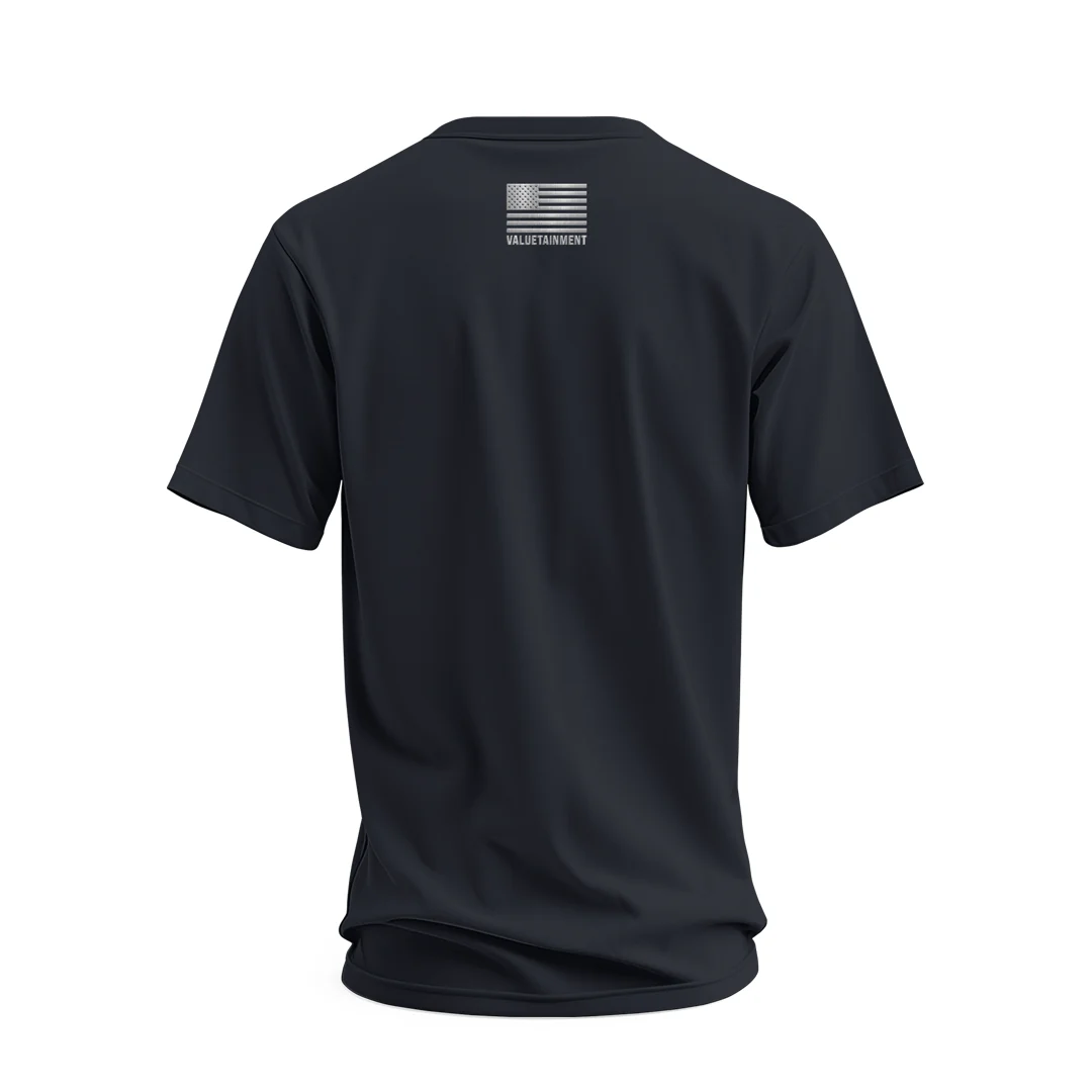 Future Looks Bright fully embroidered Navy & Silver Print Performance Short Sleeve T-Shirt - Image 4