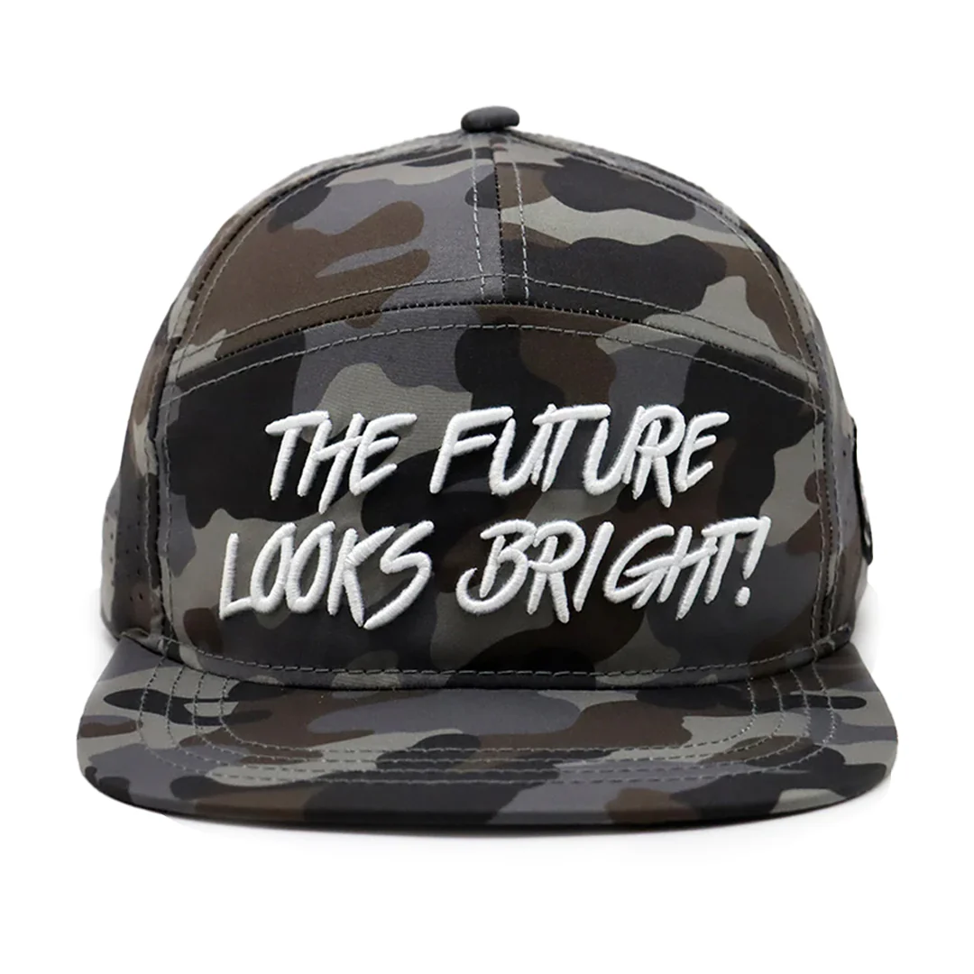 Future Looks Bright Light Brown Camo Flat Bill Waterproof perforated Snapback Hat - Image 4