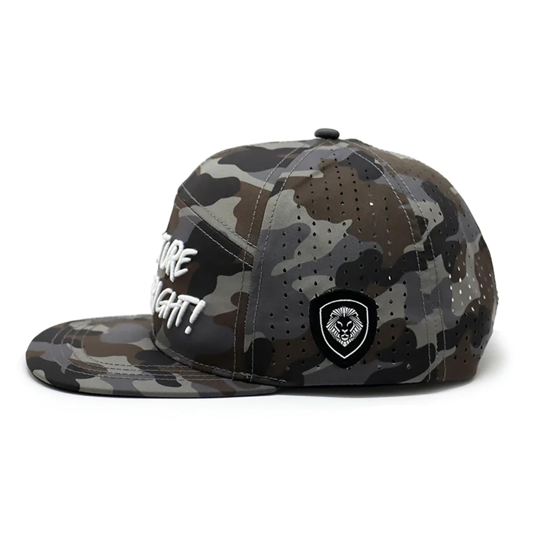 Future Looks Bright Light Brown Camo Flat Bill Waterproof perforated Snapback Hat - Image 6