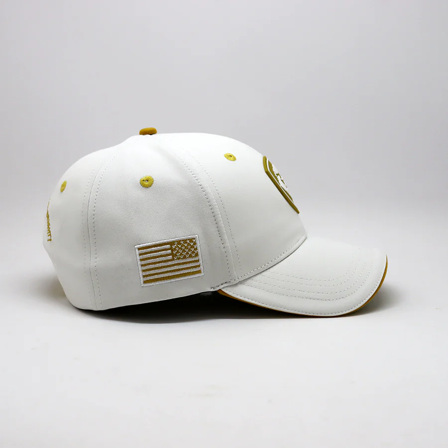 Future Looks Bright Lion Shield White and Gold Snapback Hat - Image 6