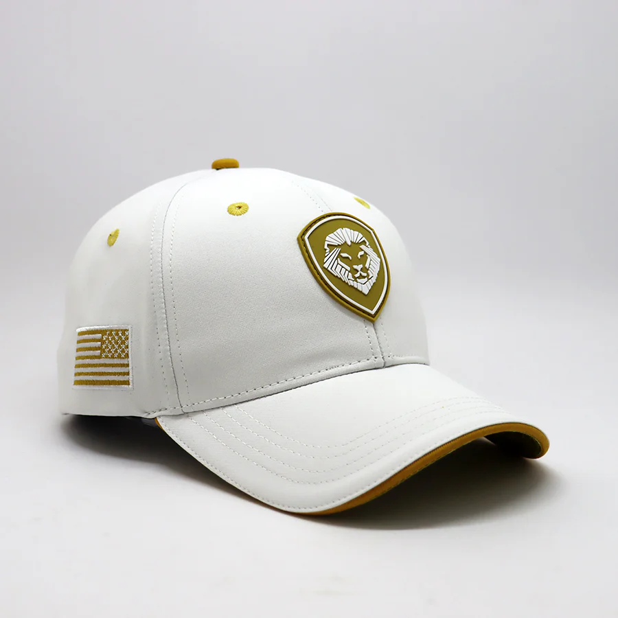 Future Looks Bright Lion Shield White and Gold Snapback Hat - Image 8