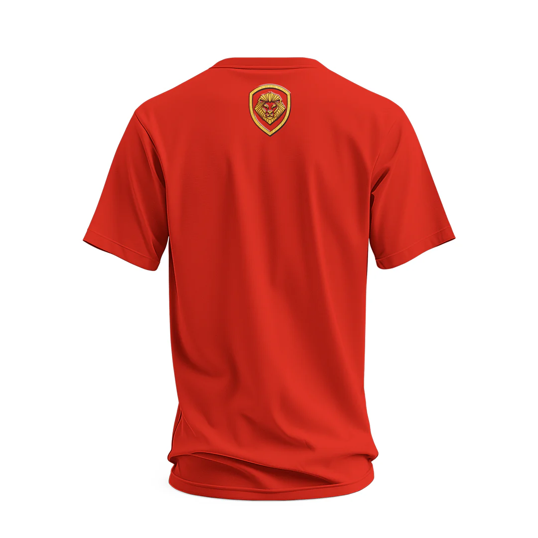 Future Looks Bright  Red & Gold Raised Embossed Print Performance Short Sleeve T-Shirt - Image 3