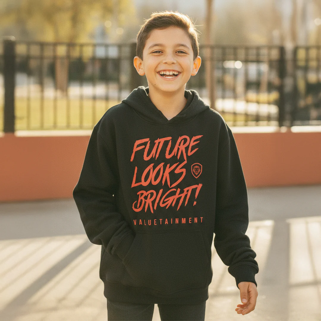 Kid's Future Looks Bright Red Lion Premium Pullover Hoodie - Image 5