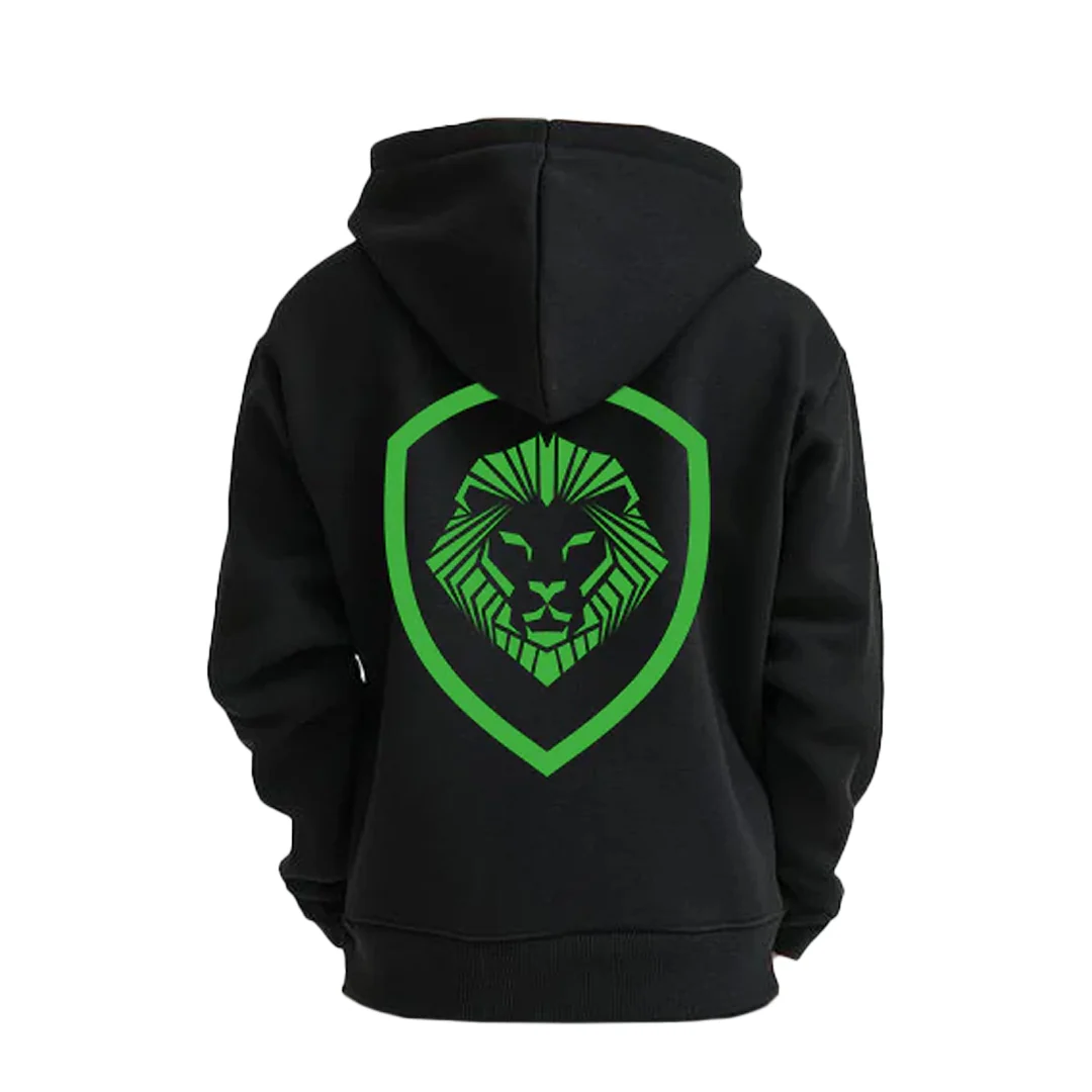 Kid's Future Looks Bright Green Lion Premium Pullover Hoodie - Image 4