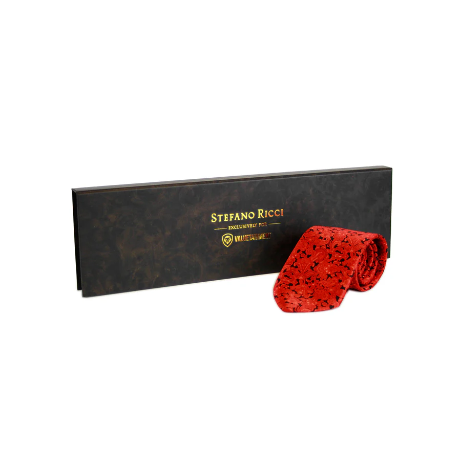 Limited Edition - Valuetainment x Stefano Ricci Red & Black Luxury Paisley Tie (1 of 100) - Image 3