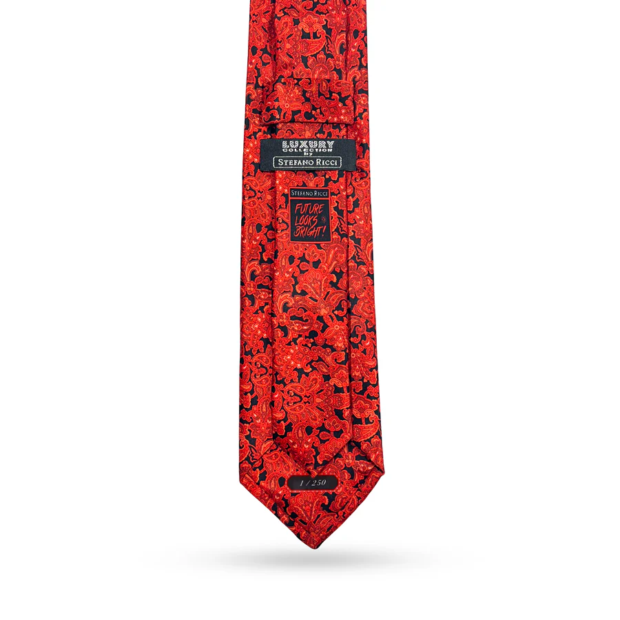 Limited Edition - Valuetainment x Stefano Ricci Red & Black Luxury Paisley Tie (1 of 100) - Image 4