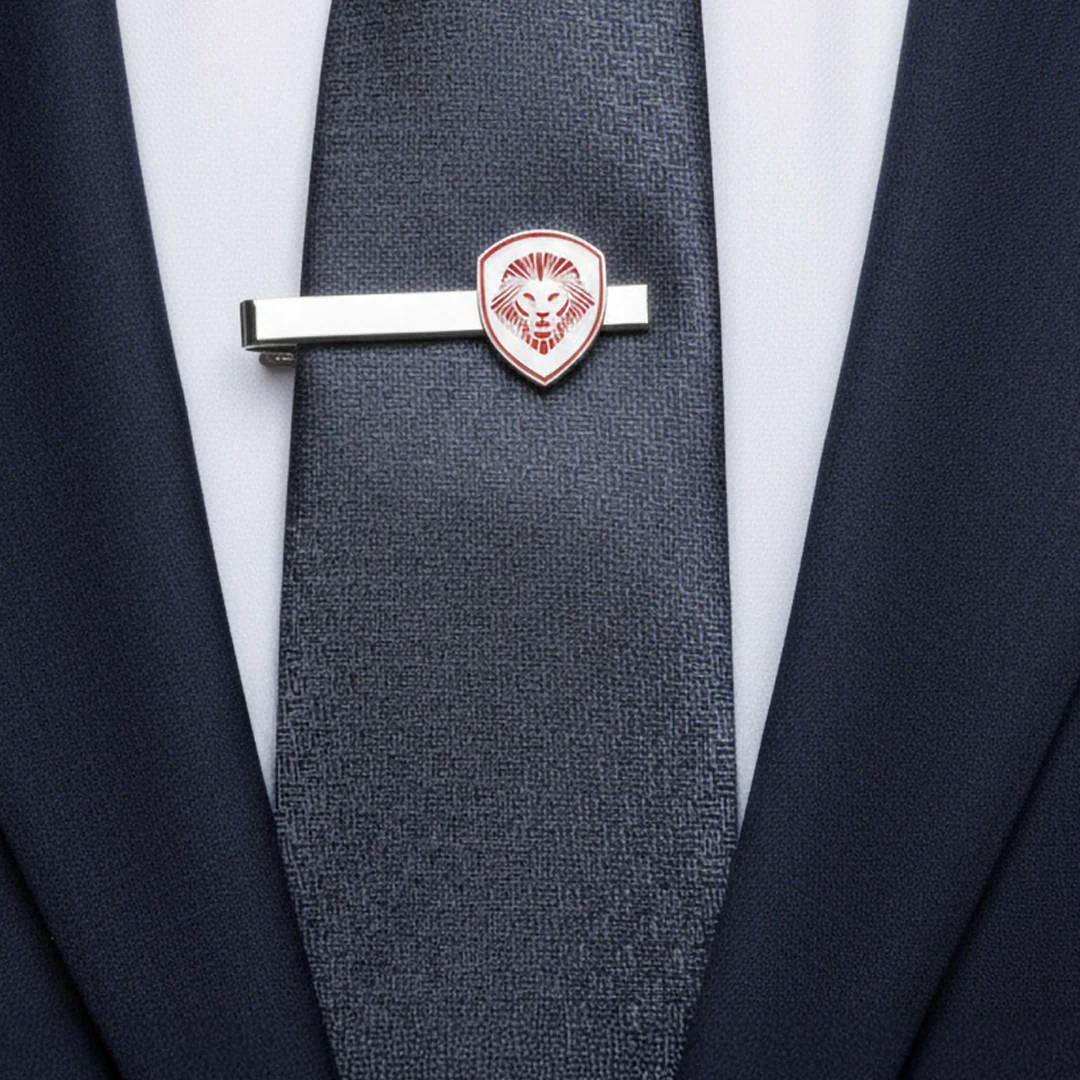 Lion Shield Valuetainment Red & Silver Cufflink & Tie Bar Set - Image 3