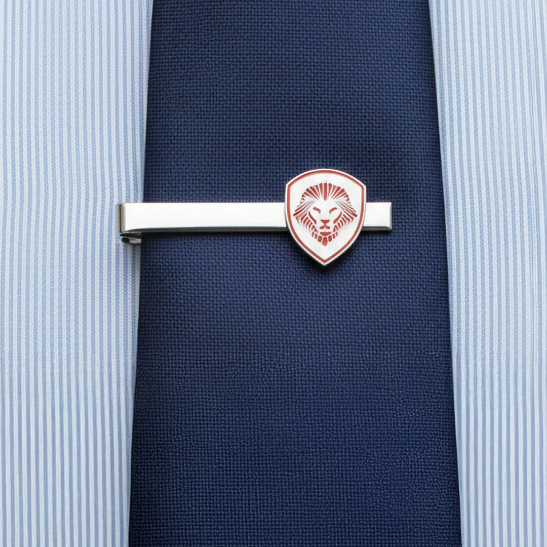 Lion Shield Valuetainment Red & Silver Cufflink & Tie Bar Set - Image 5