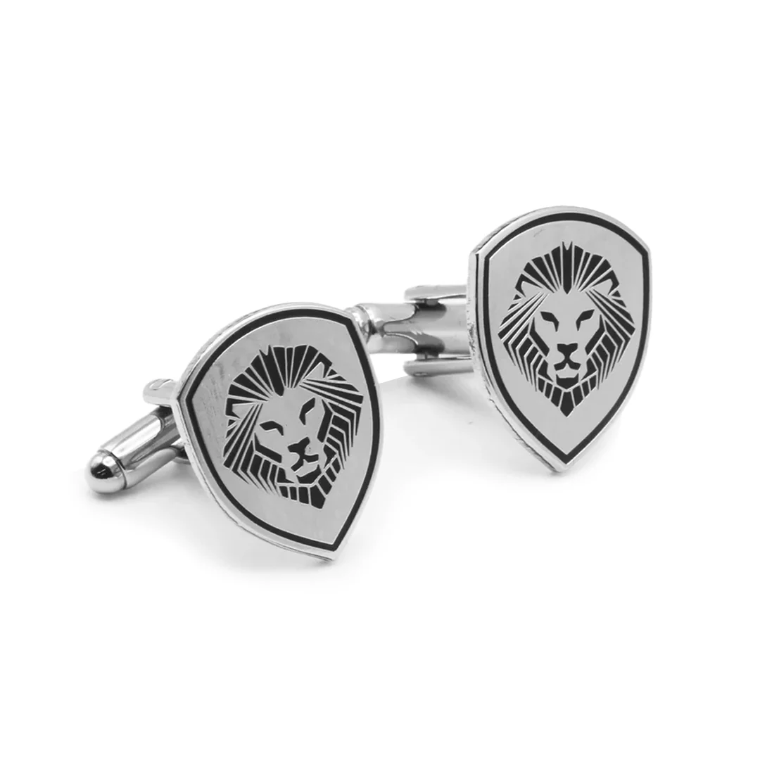 Lion Shield Valuetainment Black & Silver Cufflink & Tie Bar Set - Image 6