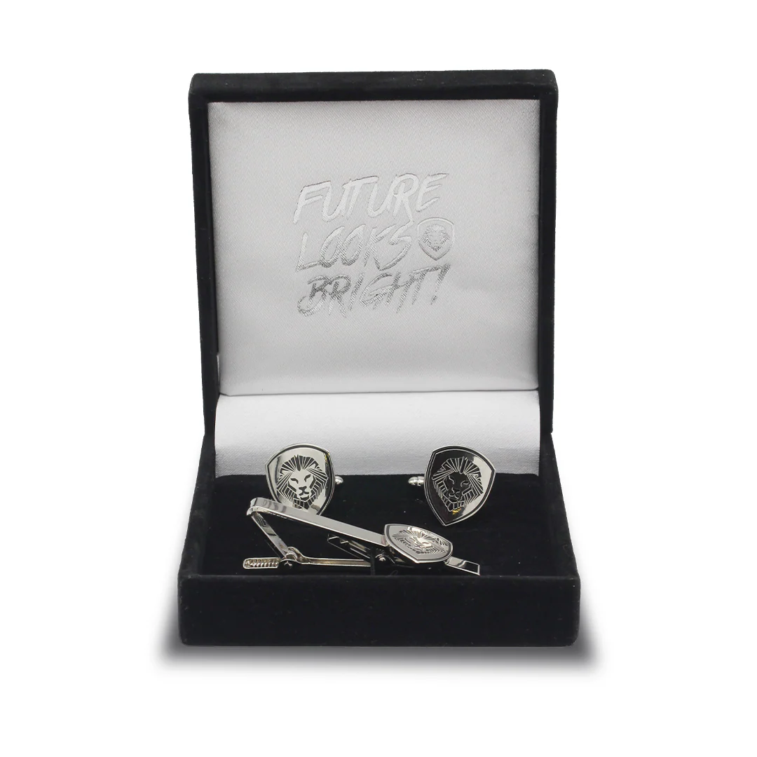 Lion Shield Valuetainment Black & Silver Cufflink & Tie Bar Set - Image 7