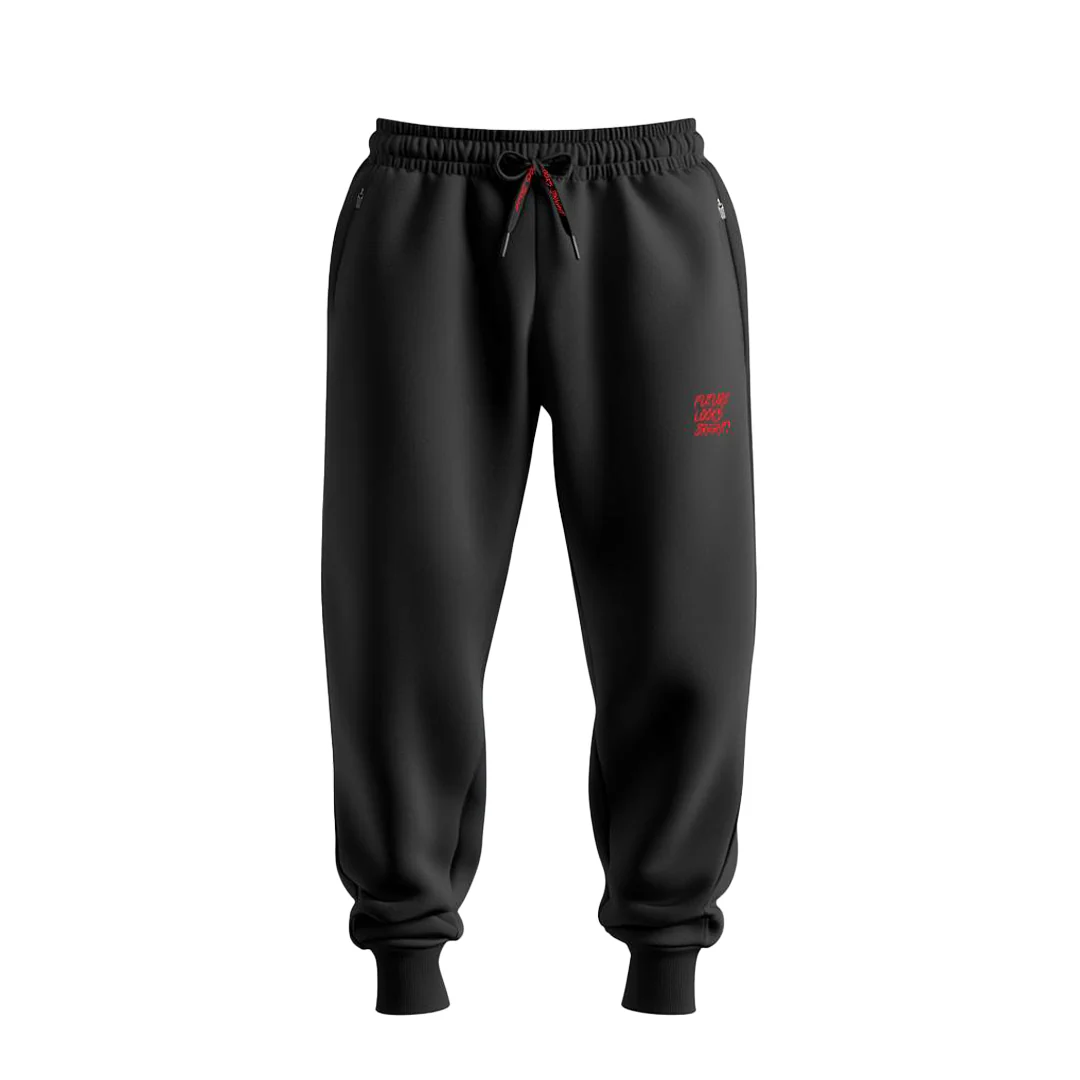 Men's Future Looks Bright Black and Red Lion Shield Premium Jogger Pants - Image 3
