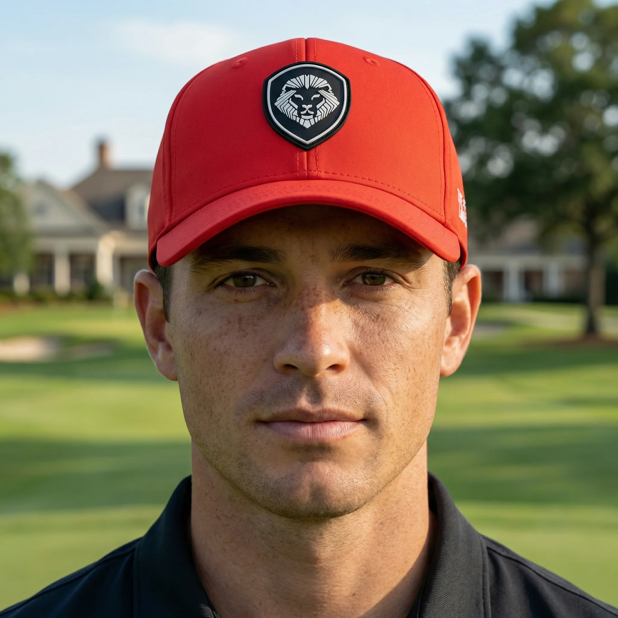 VT Shield Logo Future Looks Bright Red & Black Flex Fit Hat - Image 3