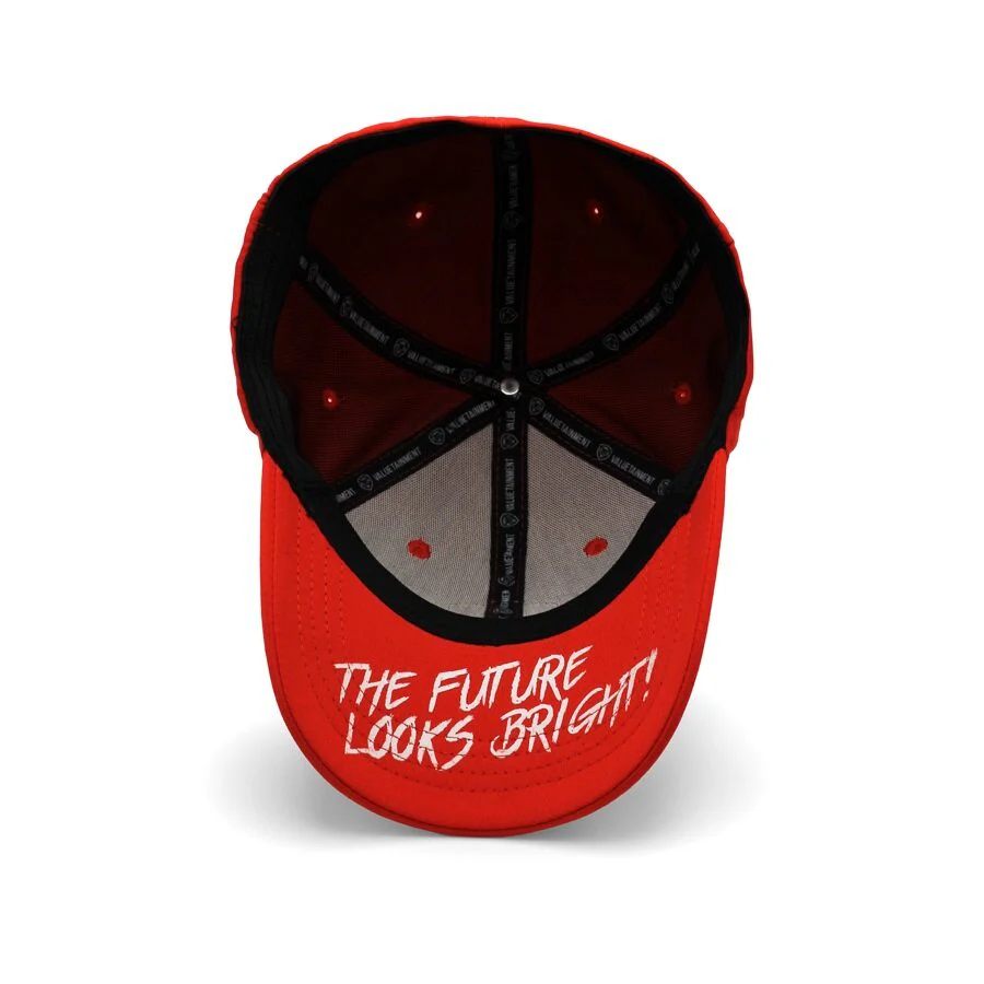 VT Shield Logo Future Looks Bright Red & Black Flex Fit Hat - Image 7