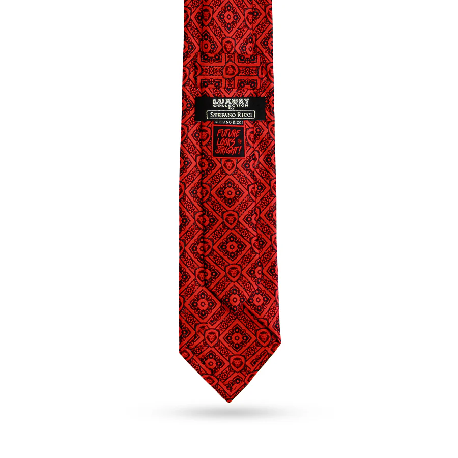 Limited Edition - Valuetainment x Stefano Ricci Red & Black Lion Shield Luxury Tie - Image 3
