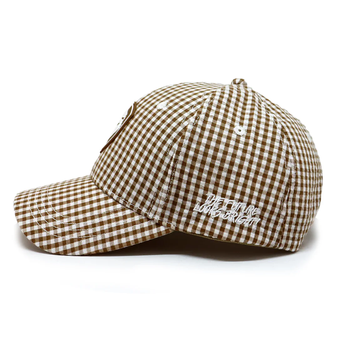 VT Shield Future Looks Bright Brown Gingham Check Snapback Hat - Image 3