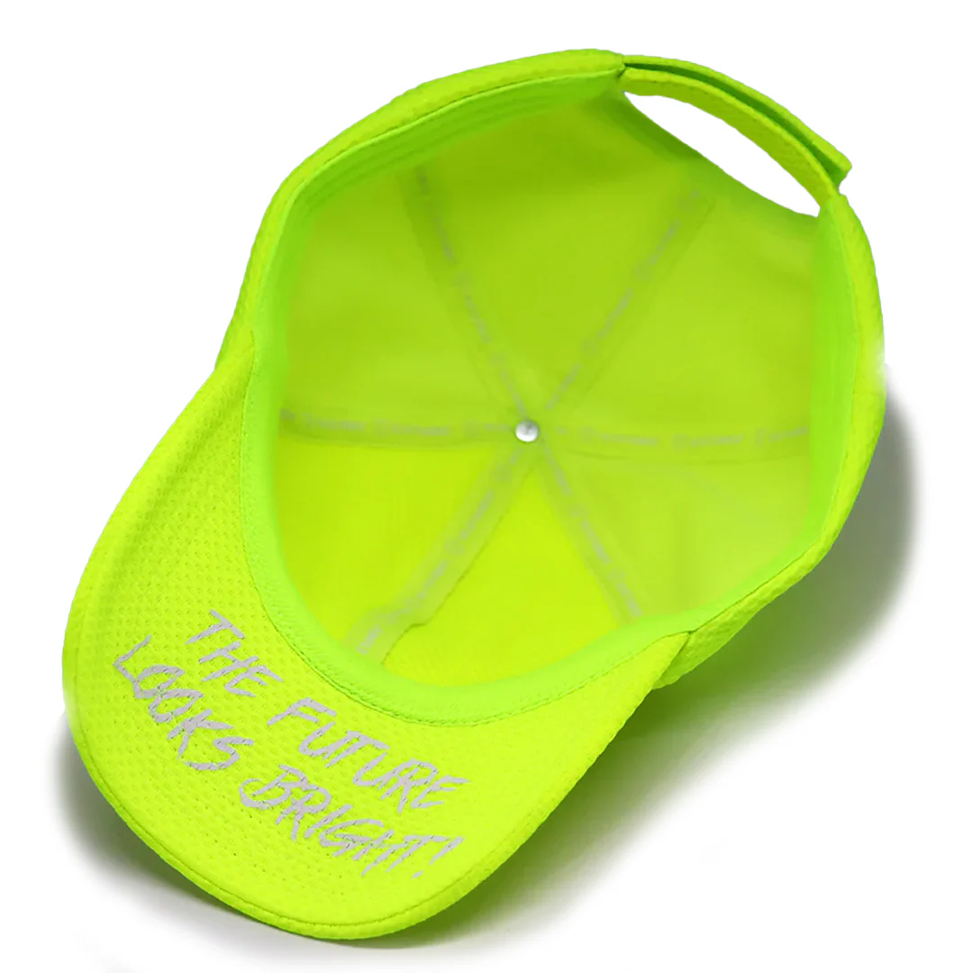 VT Shield Future Looks Bright Neon Yellow Velcro Performance Hat - Image 9