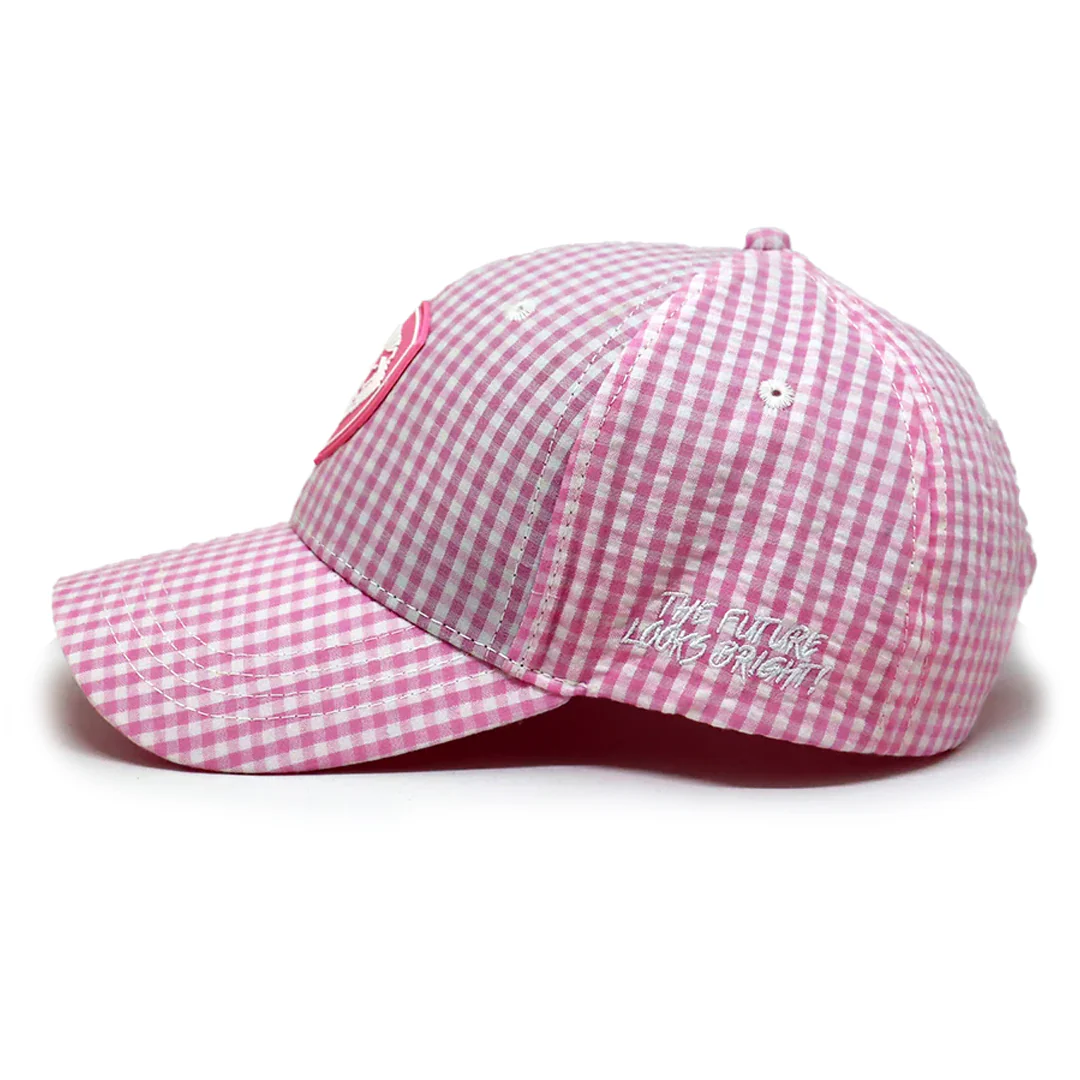 VT Shield Future Looks Bright Pink Gingham Check Snapback Hat - Image 4