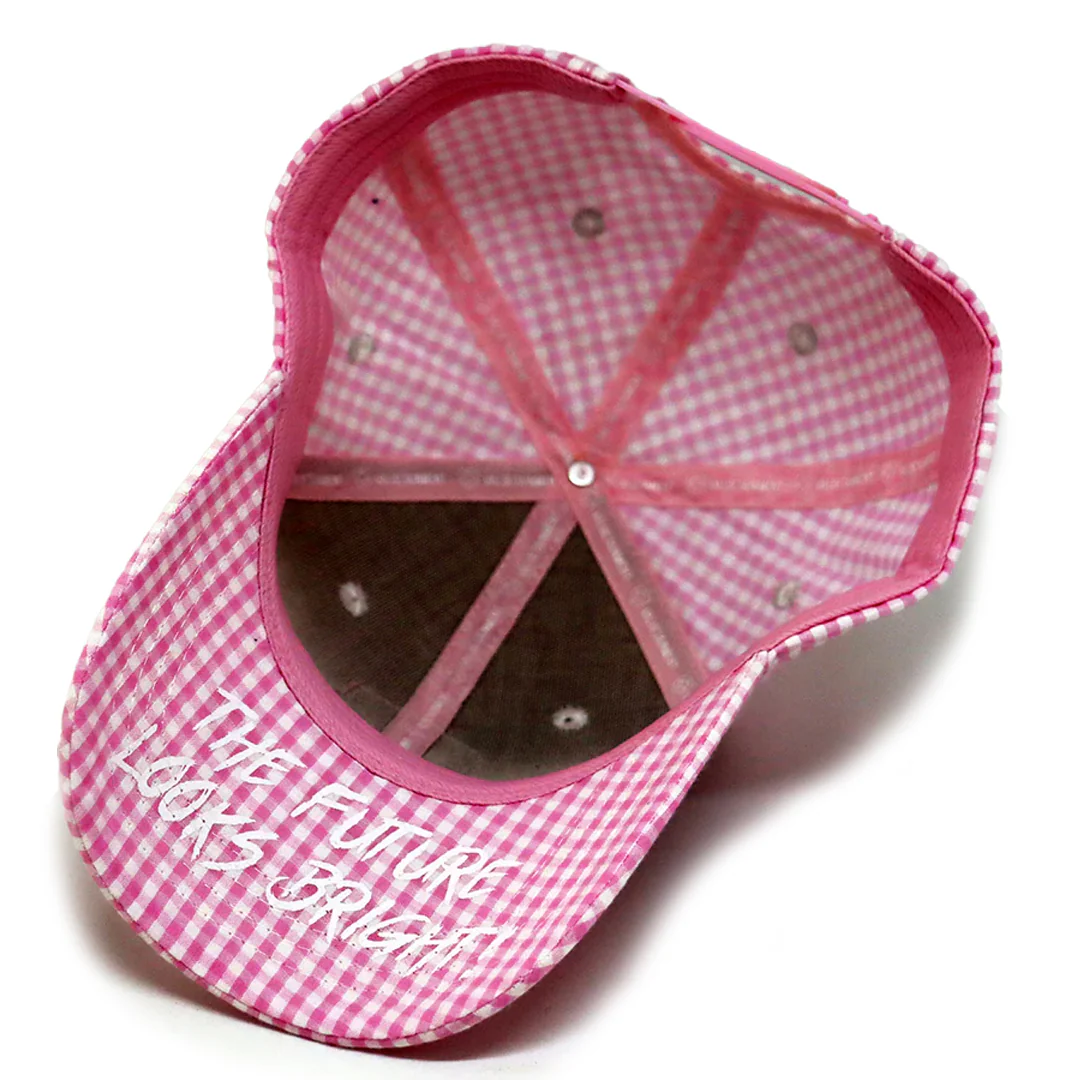 VT Shield Future Looks Bright Pink Gingham Check Snapback Hat - Image 6