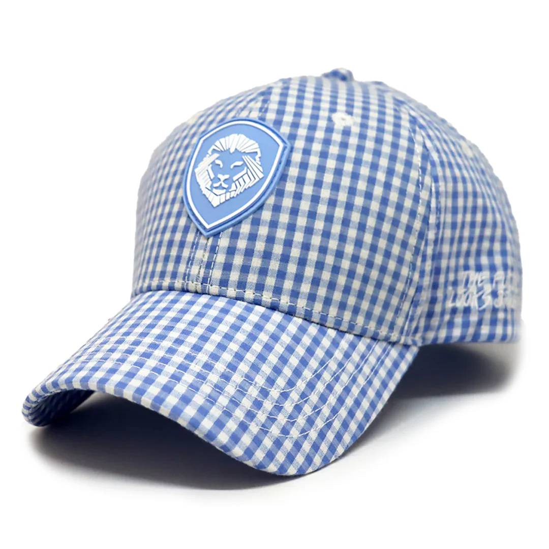 VT Shield Future Looks Bright Sky Blue Gingham Check Snapback Hat - Image 3