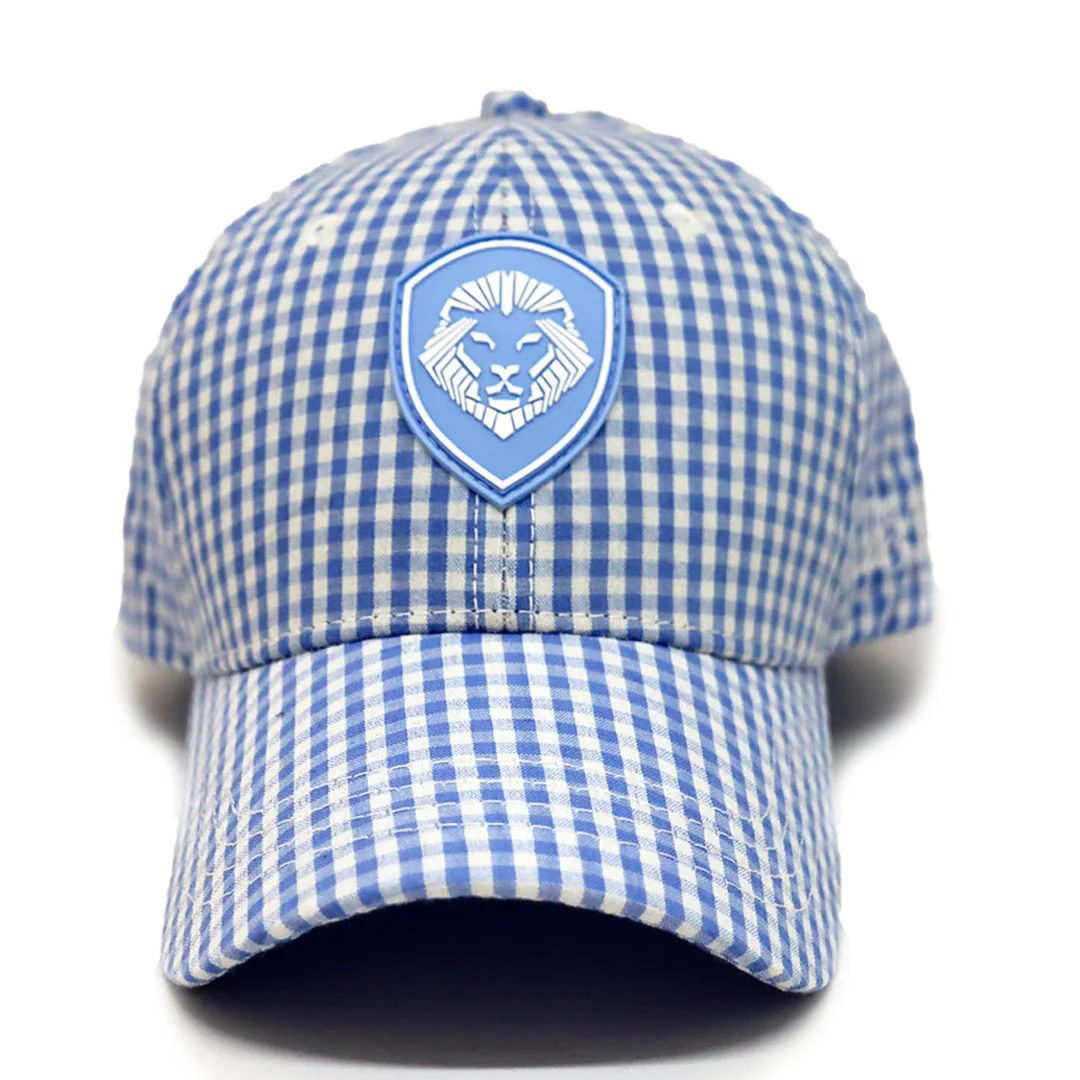 VT Shield Future Looks Bright Sky Blue Gingham Check Snapback Hat - Image 4