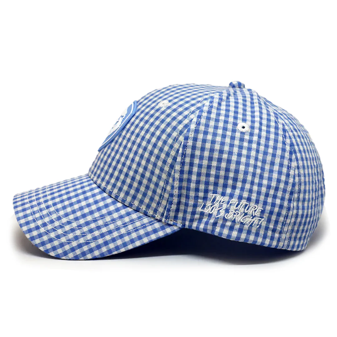 VT Shield Future Looks Bright Sky Blue Gingham Check Snapback Hat - Image 5