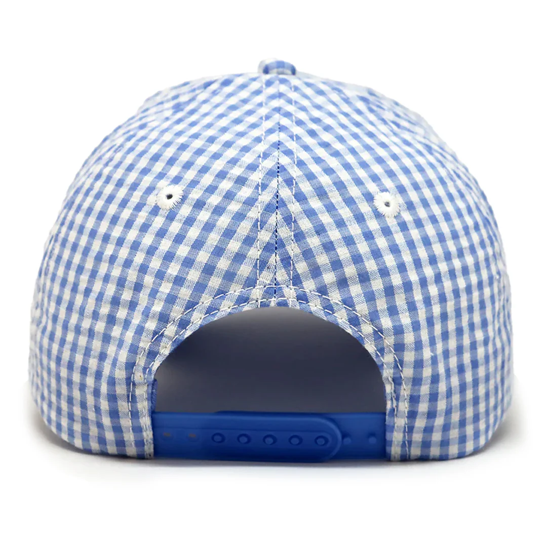 VT Shield Future Looks Bright Sky Blue Gingham Check Snapback Hat - Image 6