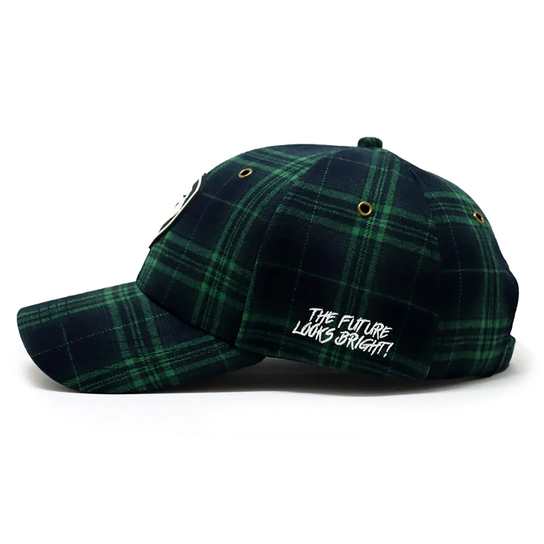 VT Shield logo Green Tartan Plaid Future Looks Bright Snapback Hat - Image 5