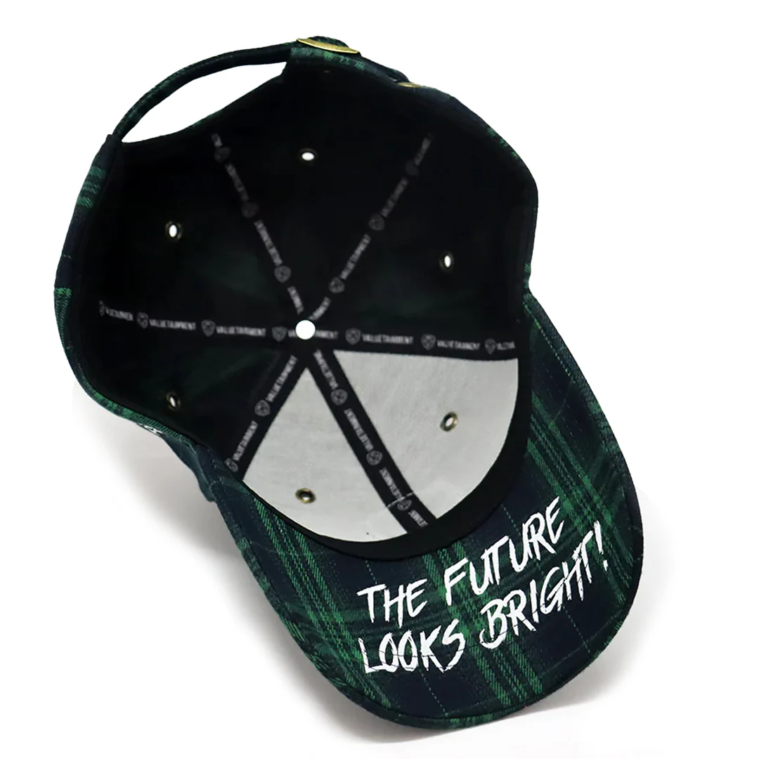 VT Shield logo Green Tartan Plaid Future Looks Bright Snapback Hat - Image 7