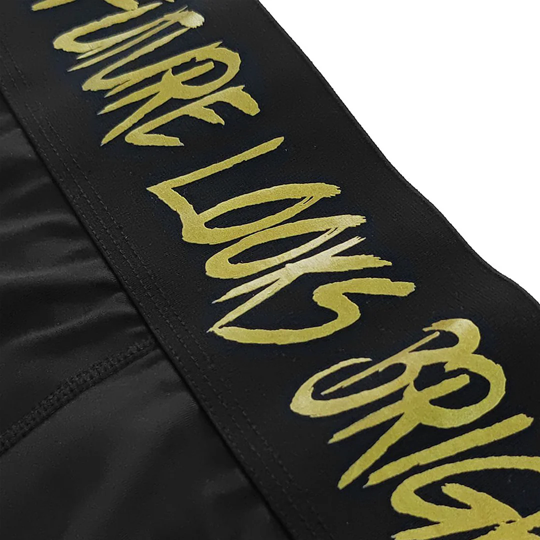 Women's Future Looks Bright Black and Gold High-Performance Leggings - Image 5