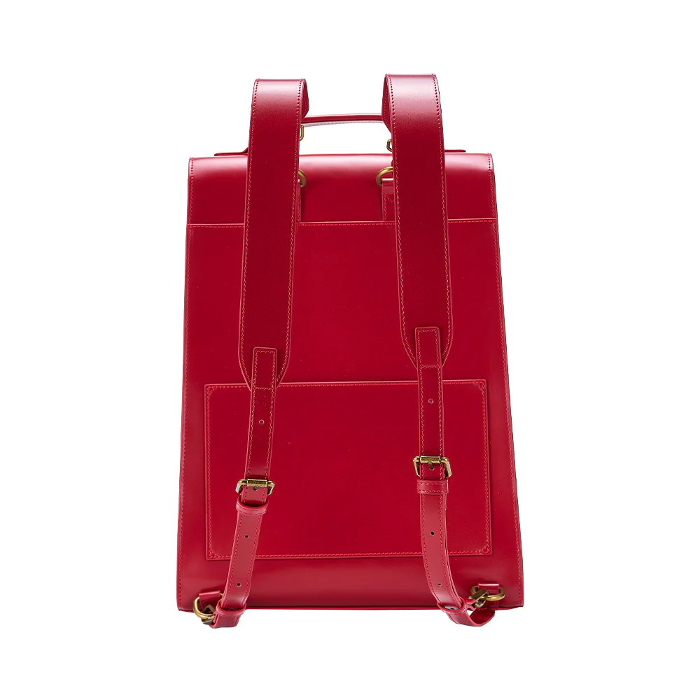 Women's Future Looks Bright Cherry Red Leather Premium Backpack - Image 6