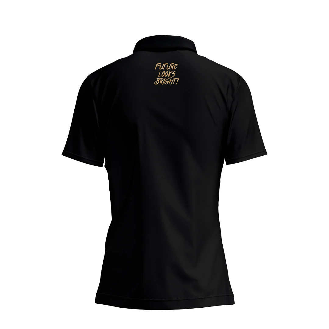 Women's Lion Shield Black and Gold Performance Short Sleeve Polo - Image 4